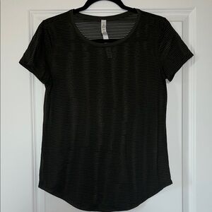 Lululemon Athletica dark green Striped Short Sleeve Tee